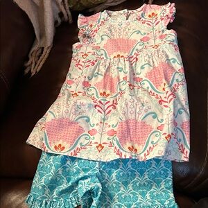 Charming Kids Pajama Set with Pink and Blue Floral Design